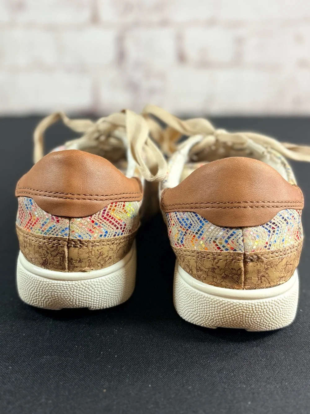 Ara Multi-Color Woven Platform Sneakers with Tan Accents